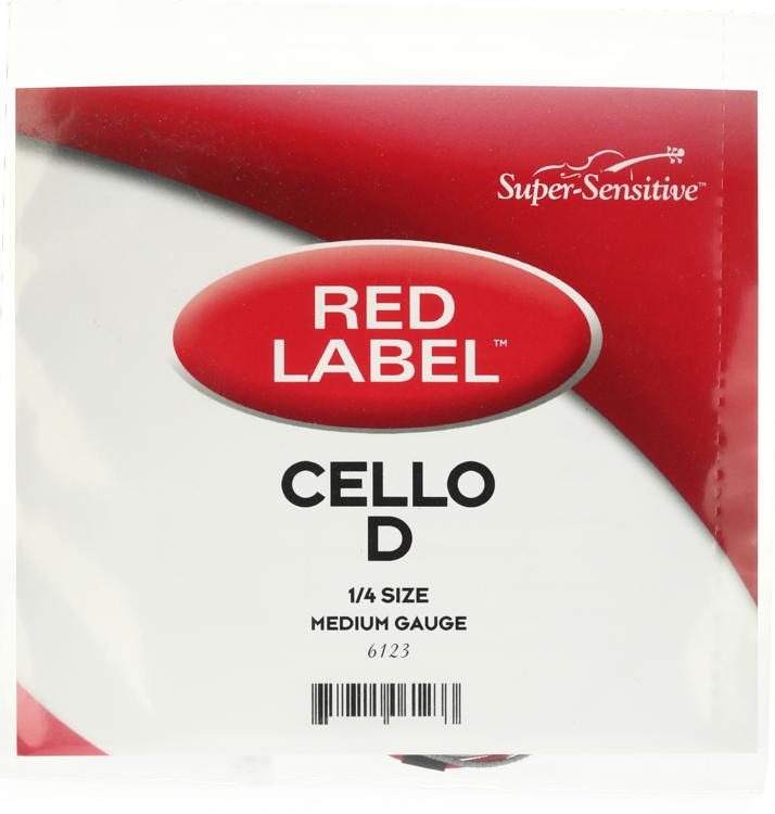 SuperSensitive 6123 Red Label Cello D String 1/4 Size Sweetwater