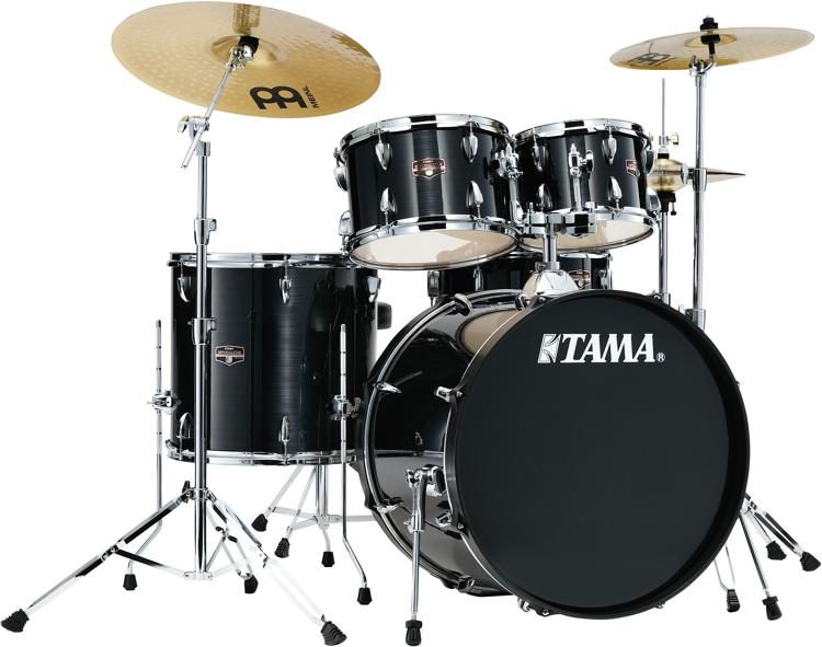 Tama Imperialstar IE52C 5-piece Complete Drum Set with Snare Drum and Meinl  Cymbal - Hairline Black