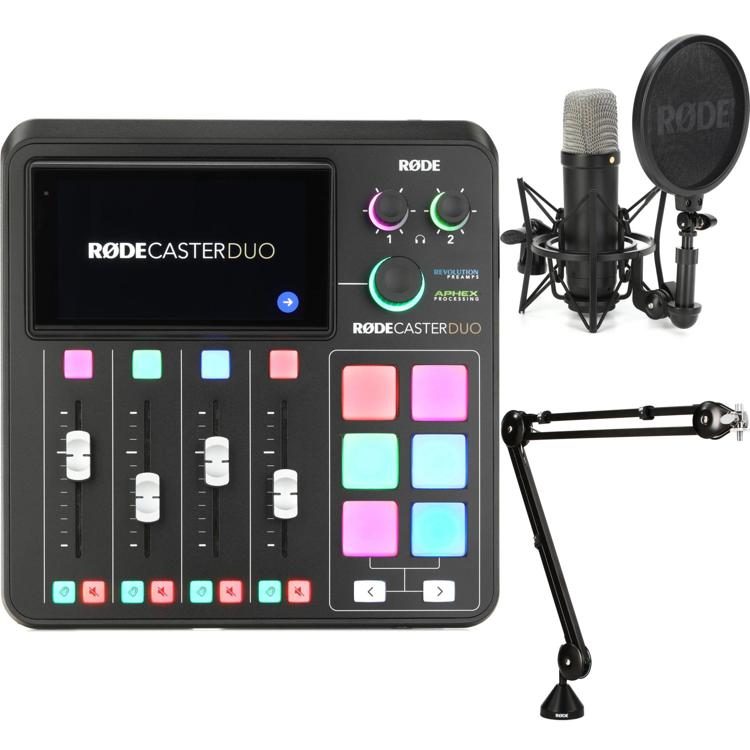Rode RodeCaster Duo Streaming Mixer with NT1 Microphone and Boom Arm Sweetwater