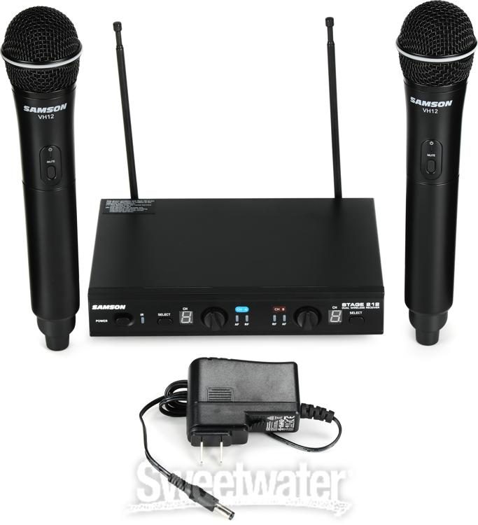 and Accessory Bundle Samson Stage 200 Dual-Channel Handheld VHF Wireless System Channel D 
