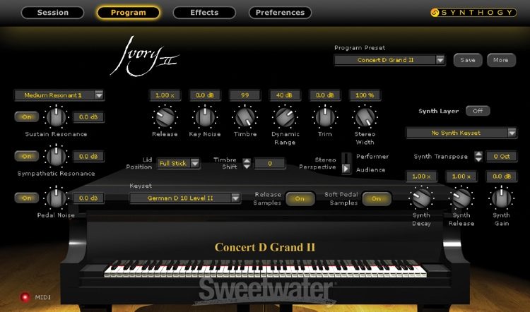 Synthogy Ivory II Grand Pianos (download) | Sweetwater