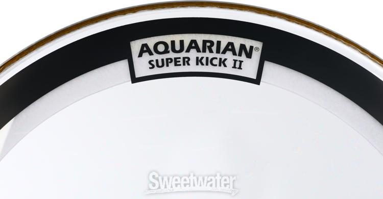 gloss white Aquarian Drumheads SKPII22WH Super-Kick II Prepack 22-inch Bass Drum Head 