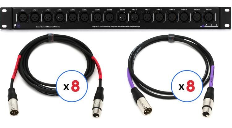 ART P16 16channel XLR Balanced Patchbay Cable Bundle Sweetwater