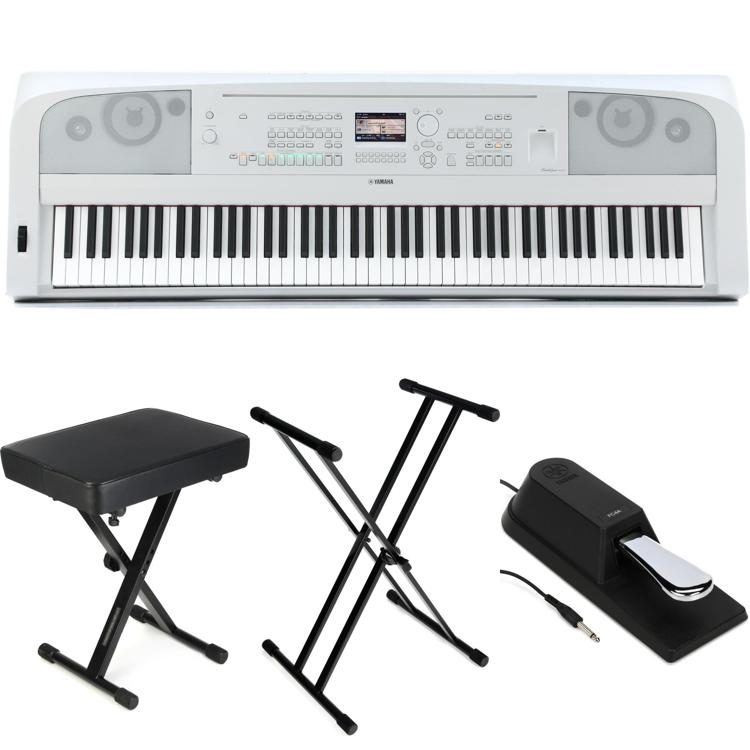 Yamaha DGX670WH 88key Arranger Piano Essentials Bundle White Sweetwater