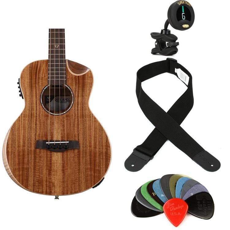 Traveler Guitar Redlands Concert AcousticElectric Bass Essentials Bundle Koa Sweetwater