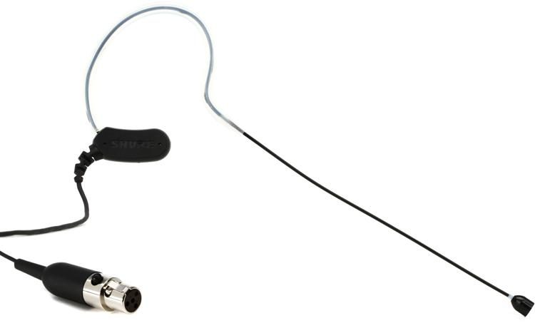 Black Shure MX153B/O-TQG Omnidirectional Earset Headworn Microphone 