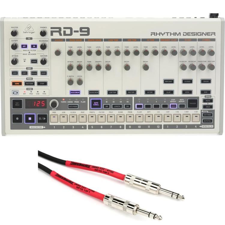 Behringer RD-9 Analog Drum Machine and 1/4-inch TRS Male to 1/4-inch TRS  Male Audio Cable