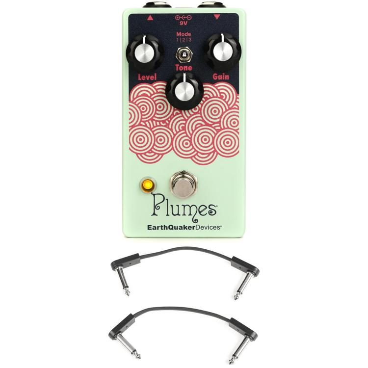 EarthQuaker Devices Plumes Small Signal Shredder Overdrive Pedal with 3  Patch Cables- Citron, Sweetwater Exclusive