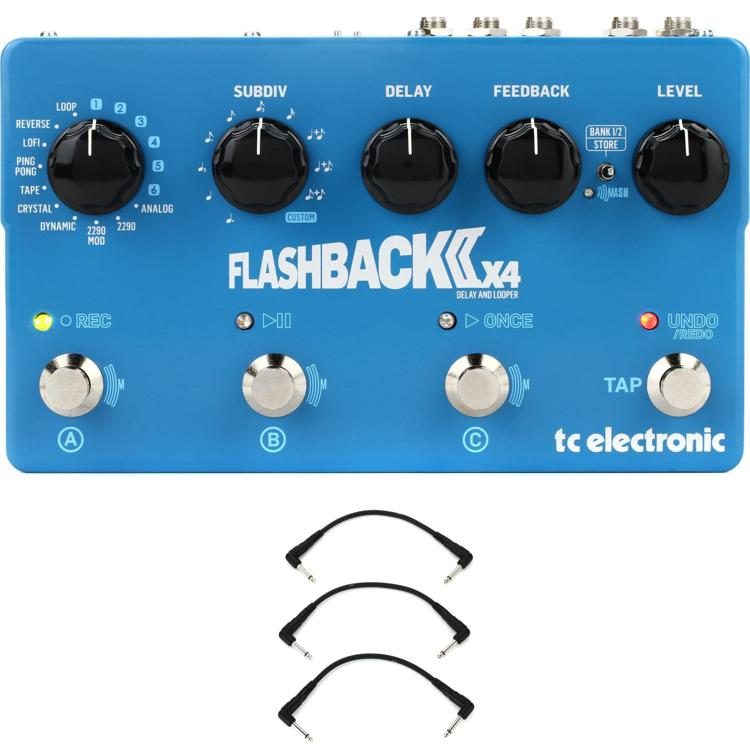 TC Electronic Flashback 2 X4 Delay and Looper Pedal with 3 Patch Cables
