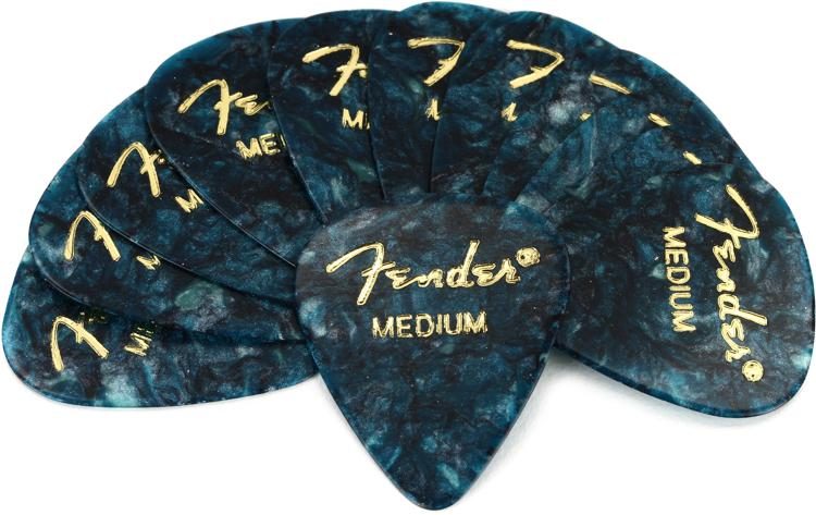 OCEAN TURQ 12-Pack Fender 351 Premium Celluloid Guitar Picks 1 Dozen MEDIUM
