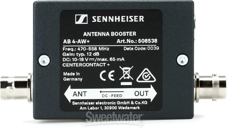 Sennheiser AB 4-AW+ Inline Antenna Booster, 470-558 MHz | Sweetwater