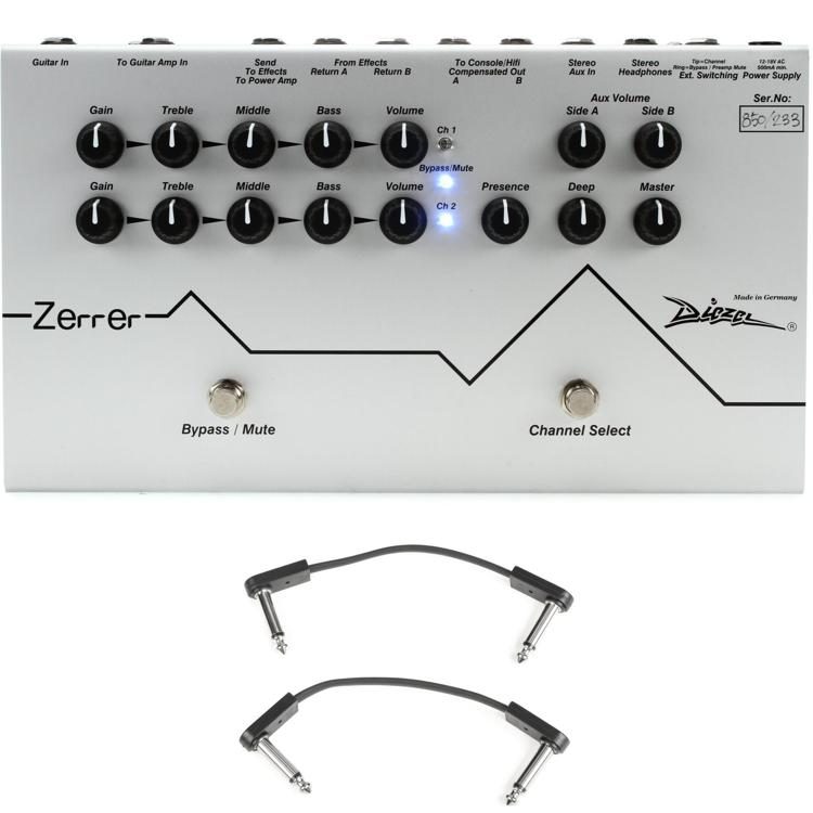 Diezel Zerrer 2channel Preamp and Distortion Pedal with 3 Patch Cables