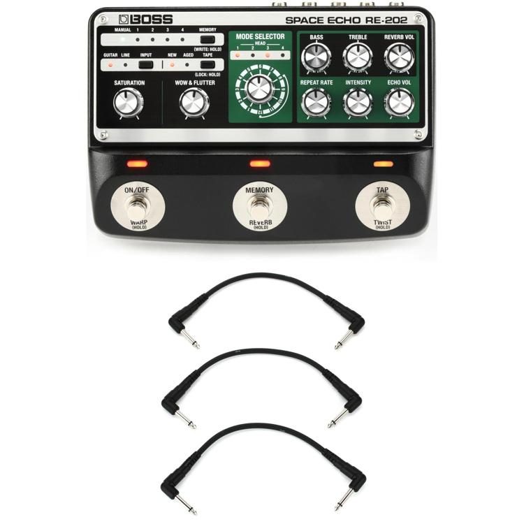 forsøg firkant regional Boss RE-202 Space Echo Digital Delay Pedal with 3 Patch Cables | Sweetwater