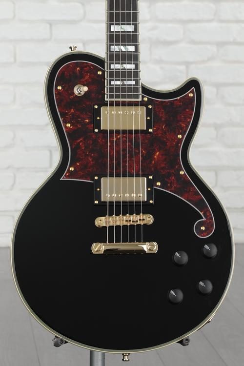 D'Angelico Deluxe Atlantic Baritone Electric Guitar - Solid Black