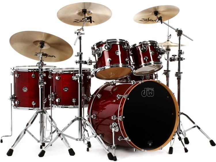 Dw Performance Series 5 Piece Shell Pack With 22 Inch Bass Drum Cherry Stain Lacquer Sweetwater 
