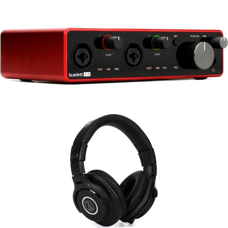 Focusrite Scarlett 4i4 3rd Gen USB Recording Interface and Headphones