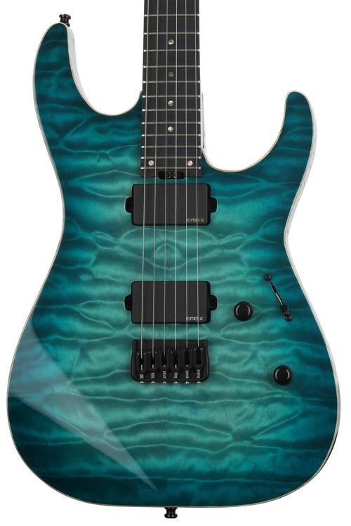 ESP USA M-II HT Quilted Maple - Aqua Marine Sunburst