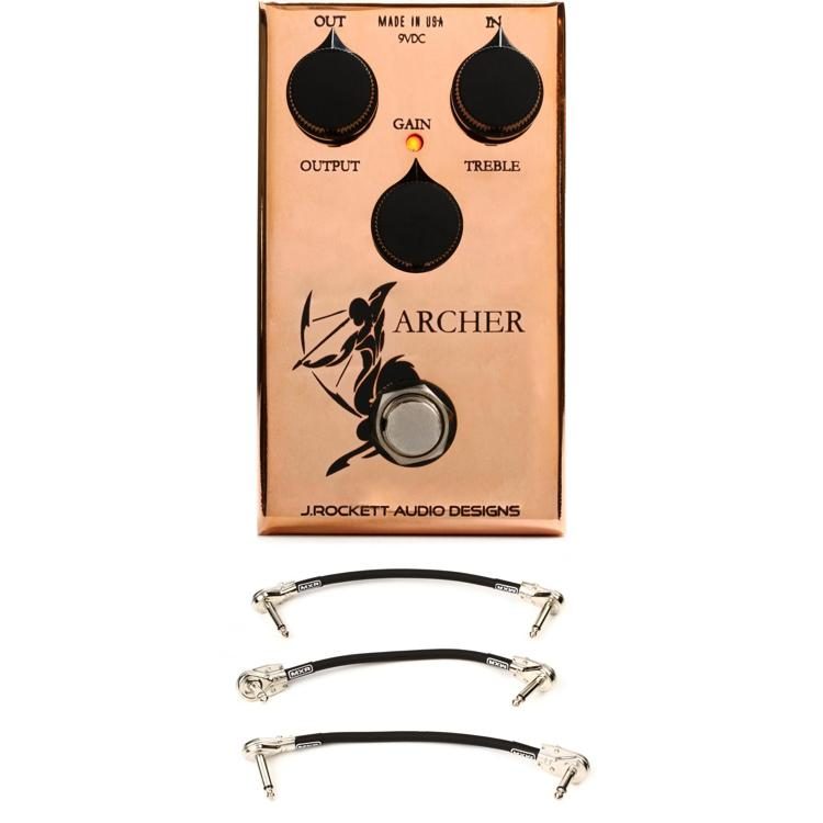 J. Rockett Audio Designs The Jeff Archer Boost/Overdrive Pedal with 3 Patch  Cables - Copper Plated Sweetwater Exclusive