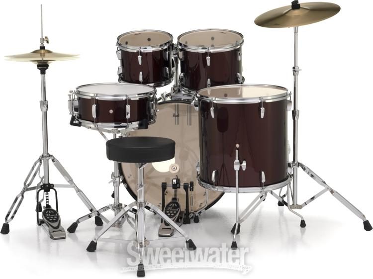 Pearl Roadshow Rs525sc C 5 Piece Complete Drum Set With Cymbals Wine Red Sweetwater