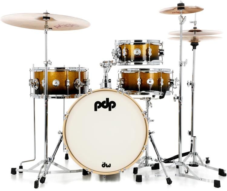 PDP Daru Jones New Yorker 4-piece Drum Set - Gold to Black Sparkle Fade