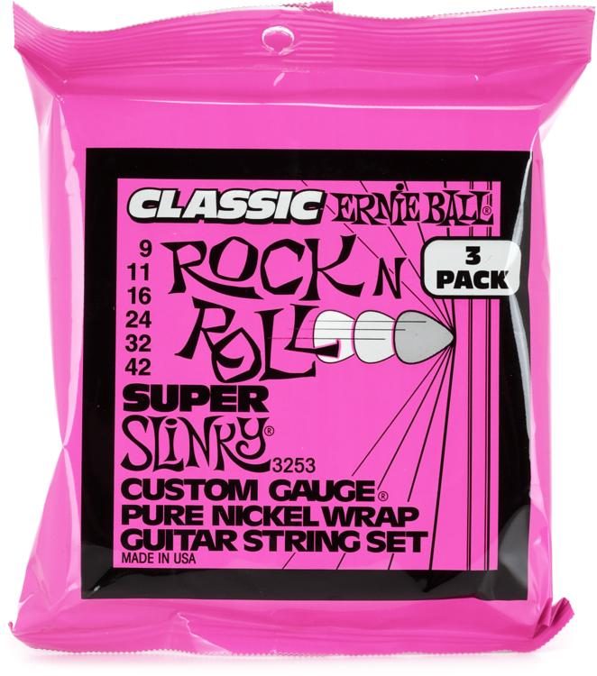 ERNIE BALL Super Slinky Classic Rock N Roll Pure Nickel Wrap Electric  Guitar Strings Pack #3253 アクセサリー・パーツ