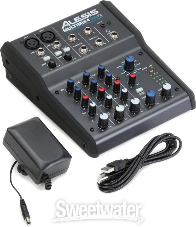 Four-Channel USB Audio Mixer with Integrated DSP Effects Alesis MultiMix 4 USB FX 