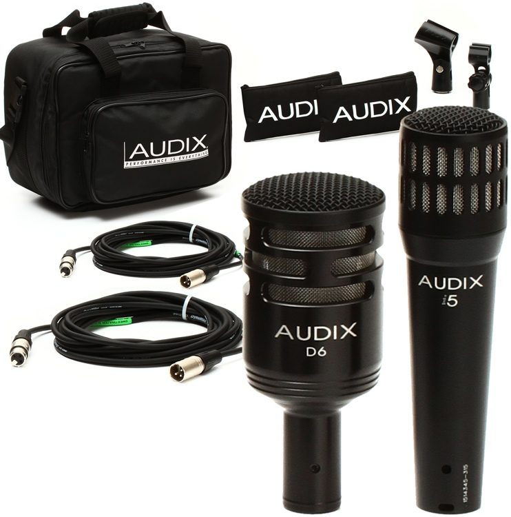 Audix D6 and i5 Mic Bundle with Carry Bag and 2 x XLR Cables Sweetwater