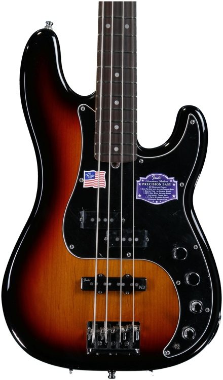 Fender American Deluxe Precision Bass   3 Color Sunburst   Sweetwater