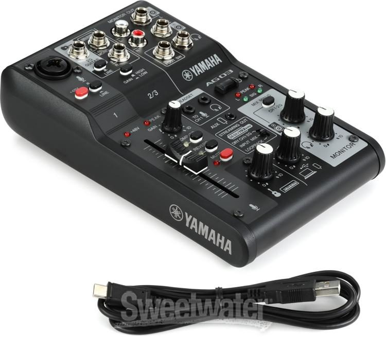 Yamaha AG03 Mk2 3-channel Mixer and USB Audio Interface - Black