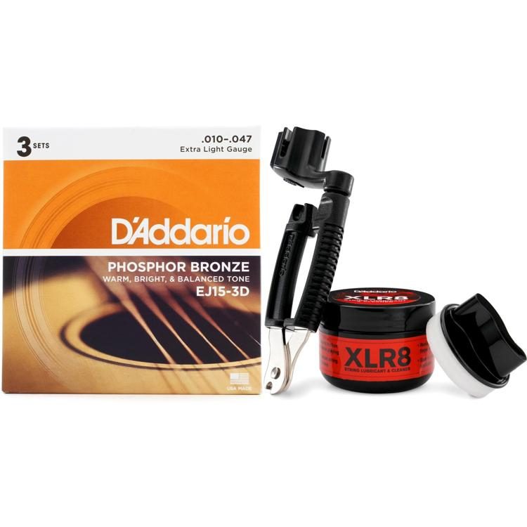D&amp;#39;Addario EEJ15-3D Phosphor Bronze Acoustic Guitar Strings - .010-.047 ...