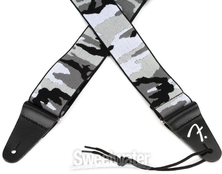 Fender® Weighless Camouflage Strap 2 Inch Elastic Guitar Strap 5 cm Width Woodland Camo