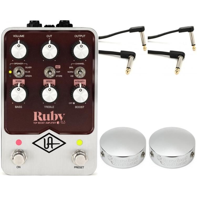 Universal Audio UAFX Ruby '63 Top Boost Amplifier Pedal Cap and Cable Bundle