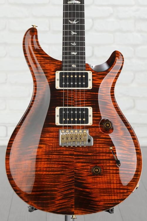 PRS Custom 24 Electric Guitar with Pattern Thin Neck - Orange Tiger 10-Top