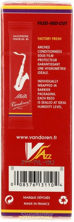 Vandoren SR275R Tenor Sax JAVA Red Reeds Strength 5; Box of 5