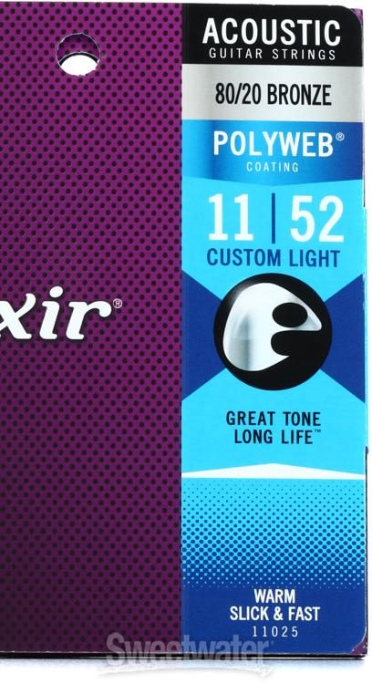 elixir custom light polyweb acoustic guitar strings