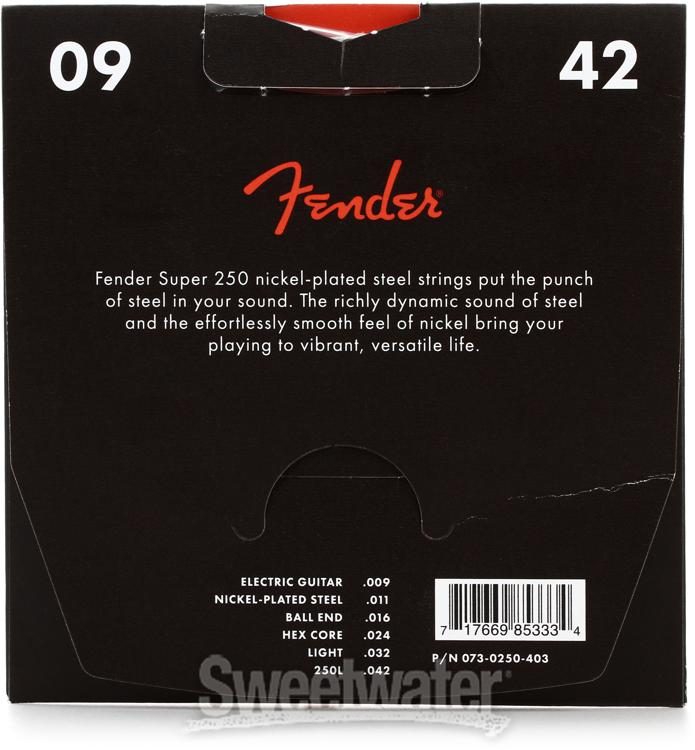 Fender Super 250XS Nickel-Plated Steel Electric Guitar Strings EXTRA SUPER LIGHT 
