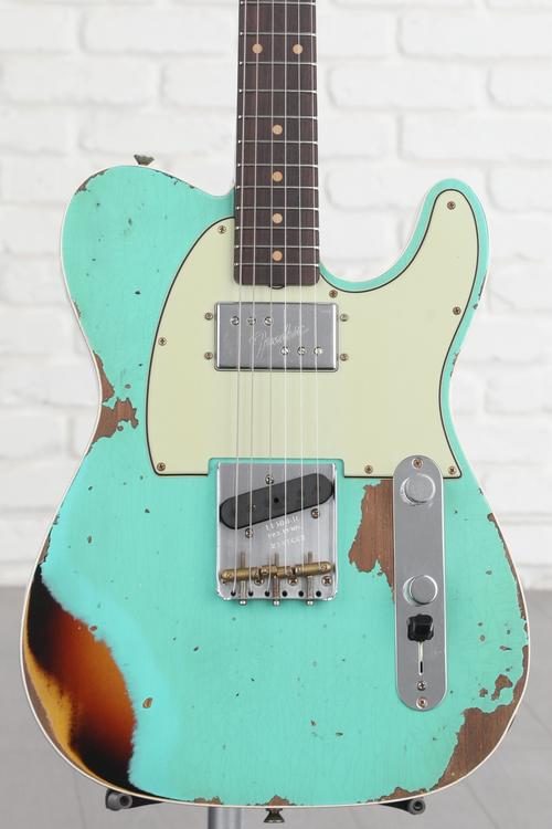 Fender Custom Shop Limited-edition Cunife Telecaster Custom Heavy Relic  Electric Guitar - Aged Sea Foam Green Over 3-color Sunburst