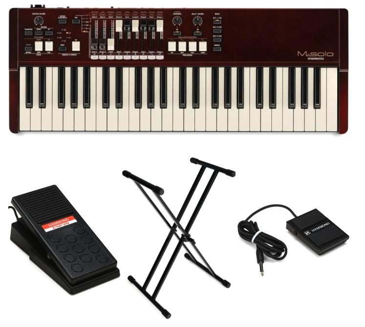 Hammond M-Solo Portable Organ Pedals and Stand Bundle - Burgundy ...