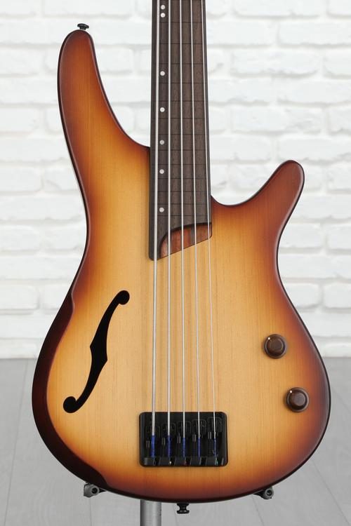 Ibanez SRH505F Fretless Bass Guitar Natural Browned Burst Flat