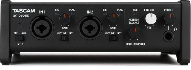 Tascam US-2x2 Interface Audio/MIDI USB Noir 2 entrées, 2 sorties