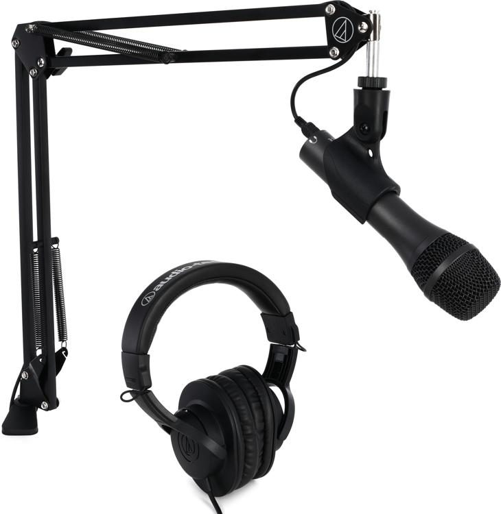 Pop Filter USB-A Mini Hub and Aluminum Headphone Hook 3' USB Extension Cable Audio-Technica AT2005USBPK Vocal Microphone Pack for Streaming/Podcasting Bundle with Blucoil Portable Headphone Amp 