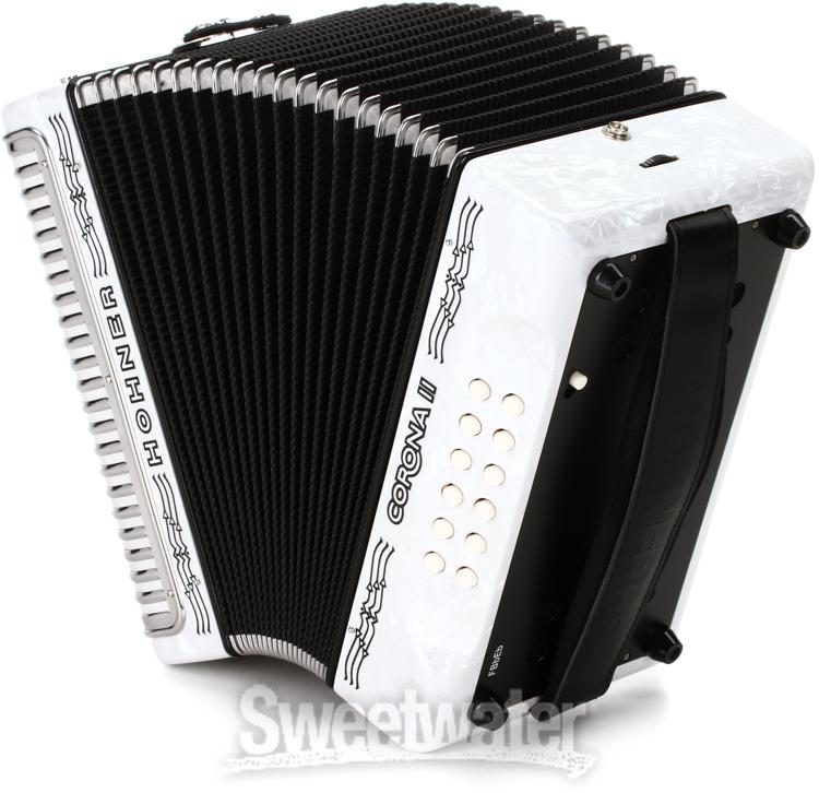 Hohner Corona II Diatonic Accordion - Keys of F/Bb/Eb - White