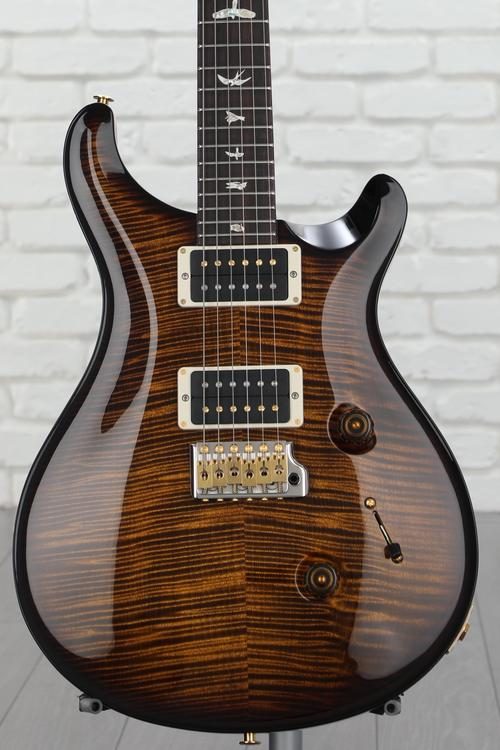 PRS Custom 24 Electric Guitar with Pattern Thin Neck - Black Gold Wrap  Burst 10-Top