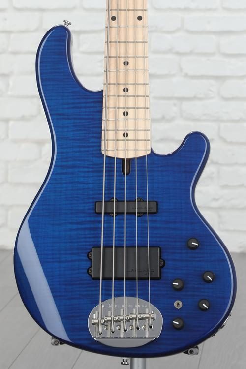 Lakland Skyline 55-02 Deluxe Flame Bass Guitar - Translucent Blue