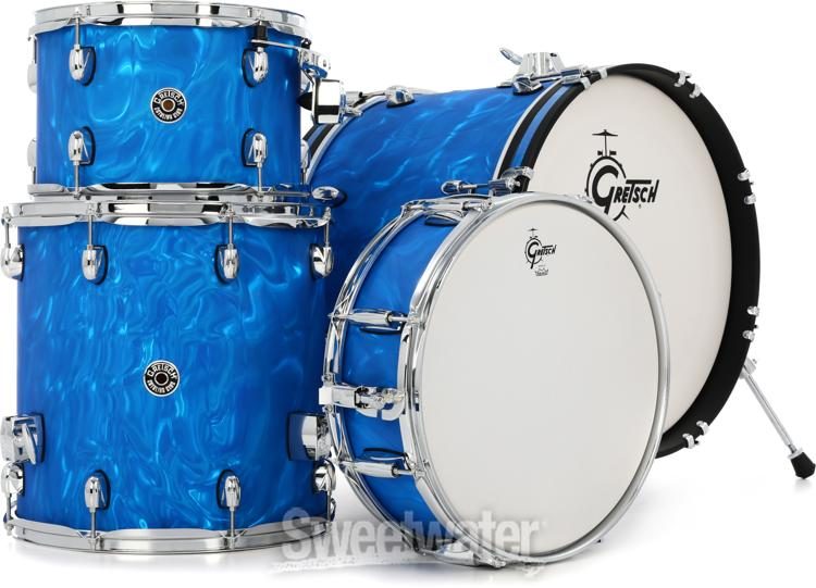 Gretsch Drums Catalina Club CT1-J484 4-piece Shell Pack with Snare Drum -  Blue Satin Flame | Sweetwater