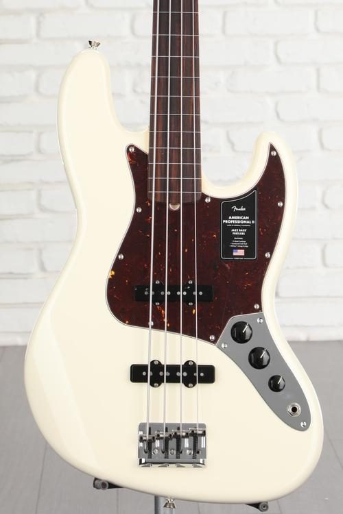 Fender American Professional II Jazz Bass Fretless - Olympic White with  Rosewood Fingerboard