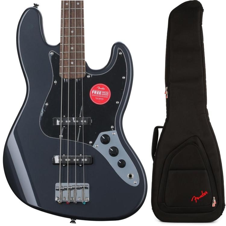 Squier Affinity Series Jazz Bass with Hard Case - Charcoal Frost Metallic  with Laurel Fingerboard