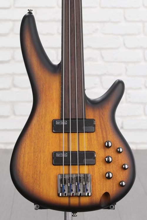 Ibanez Bass Workshop SRF700 Fretless Bass Guitar - Brown Burst Flat