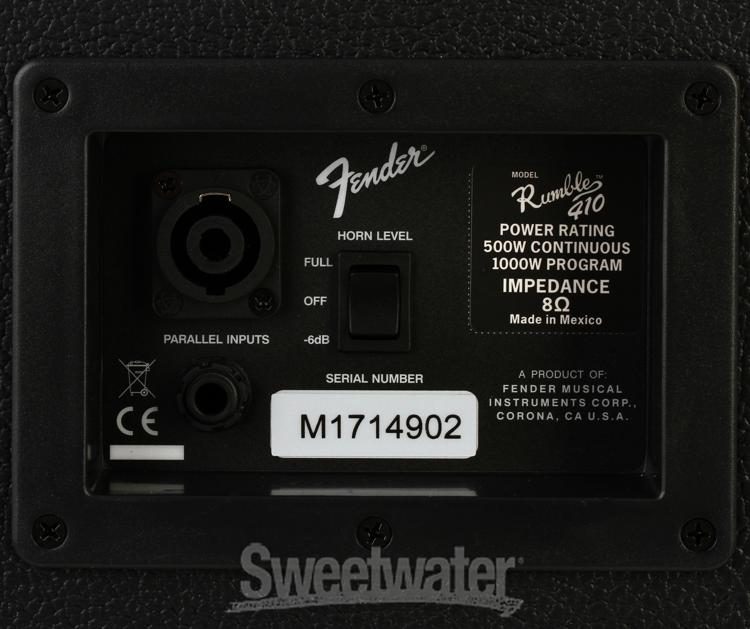 Fender Rumble 410 4x10 500 Watt Bass Cabinet W Horn Sweetwater