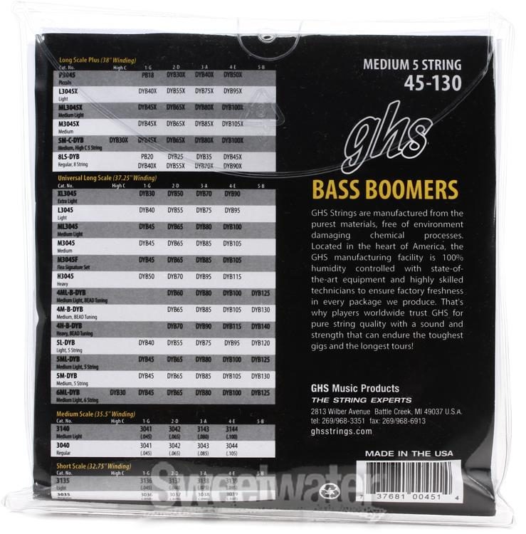 030/100 5M-C-DYB GHS BASS BOOMERS String Set For Electric Bass 5-String Medium High C